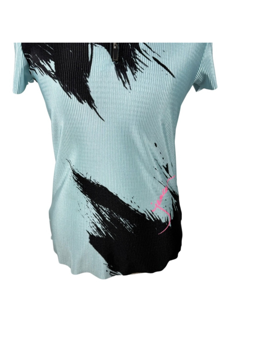 Jamie Sadock Golf Top Blue Rib Stretch Signature Short Sleeves 1/4 Zip Size M - Picture 4 of 11